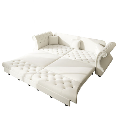 Oversized Chesterfield Pull Out Sofa Bed, Roll Arm Couch