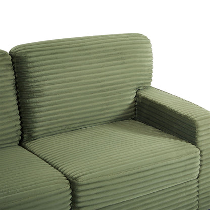 Upholstered U-Shaped Sectional Sofa with Movable Ottoman and Storage Pockets - Multiple Colors