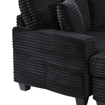Upholstered U-Shaped Sectional Sofa with Movable Ottoman and Storage Pockets - Multiple Colors
