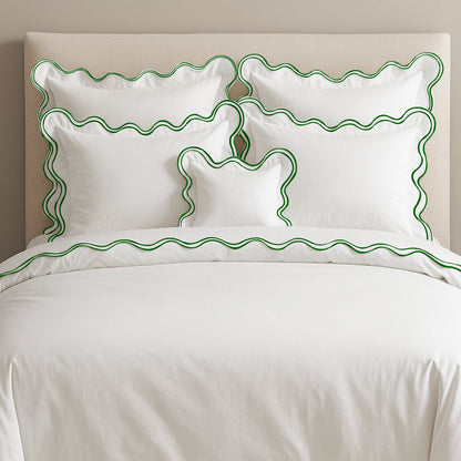 400TC Cotton Sateen Luxurious Double Scalloped Duvet Cover Set