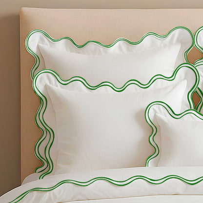 400TC Cotton Sateen Luxurious Double Scalloped Duvet Cover Set