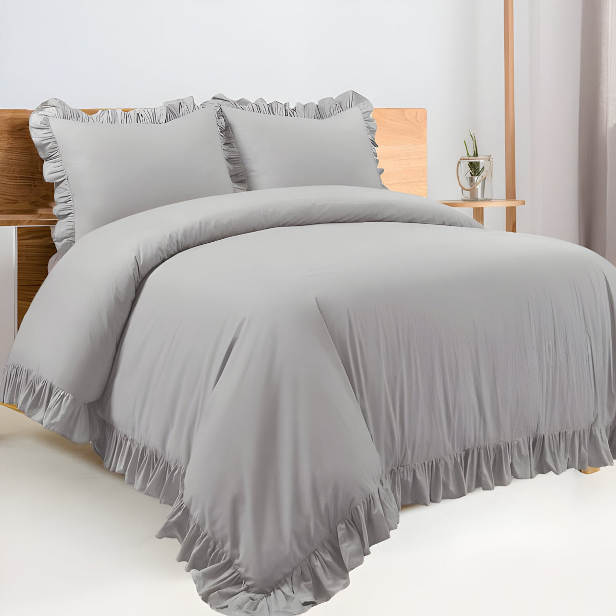 400TC Cotton Sateen Ruffle Duvet Cover Set