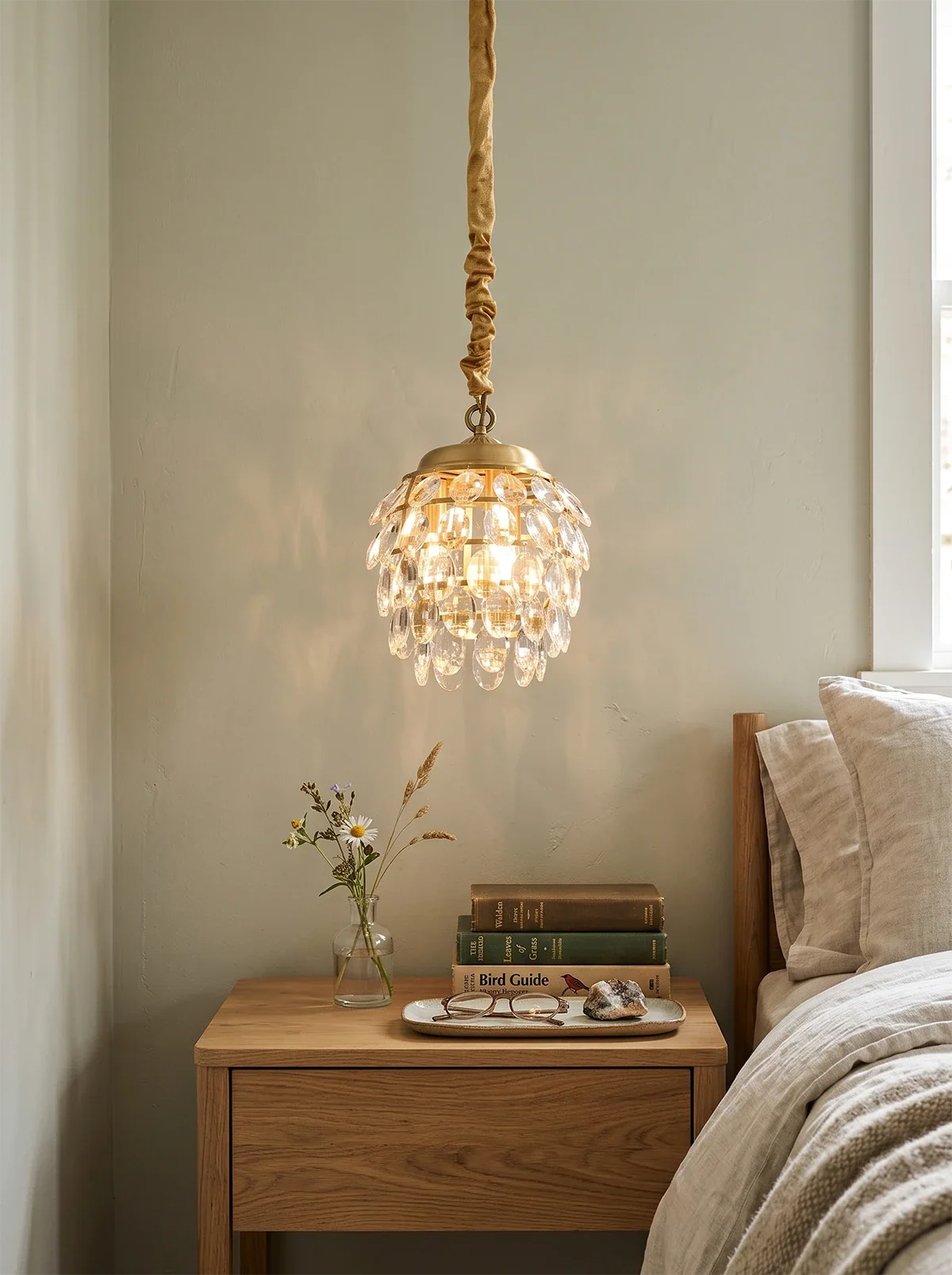 Pine Cone Crystal Pendant Light